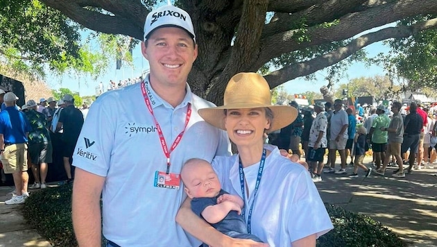 Straka mit Ehefrau Paige und Sohn Leo in Augusta (Bild: zVg)