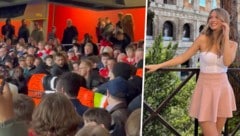 Hitzige Szenen auf den Tribünen – auch die deutsche Influencerin Lisa Küppers flog aus dem Stadion. (Bild: twitter.com/klvuii, instagram.com/lisakueppers)