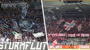 Die Sturm-Fans könnten sich künftig eine Fantribüne mit dem GAK teilen. (Bild: GEPA-Pictures, Sepp Pail, Krone KREATIV)