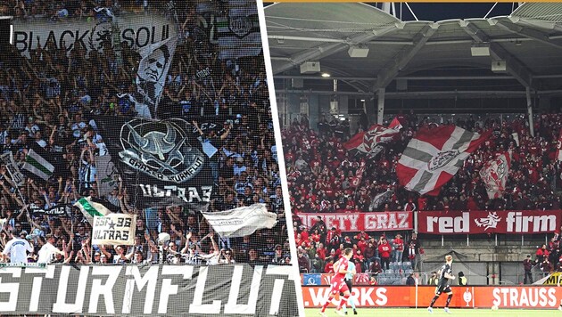 The Sturm fans could share a fan stand with the GAK in future. (Bild: GEPA-Pictures, Sepp Pail, Krone KREATIV)