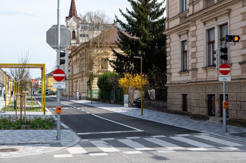 The reconstruction of the promenade in St. Pölten already places great emphasis on cycling. (Bild: Christian Krückel)