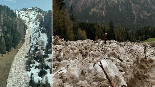 A 19 éves német kedden halt meg e hótömegek alatt. (Bild: zoom.tirol)