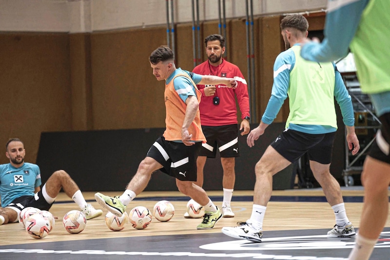 Voller Fokus in der Vorbereitung – Österreichs Futsaler sind bereit. (Bild: ÖFB/Patrick Vranovsky)