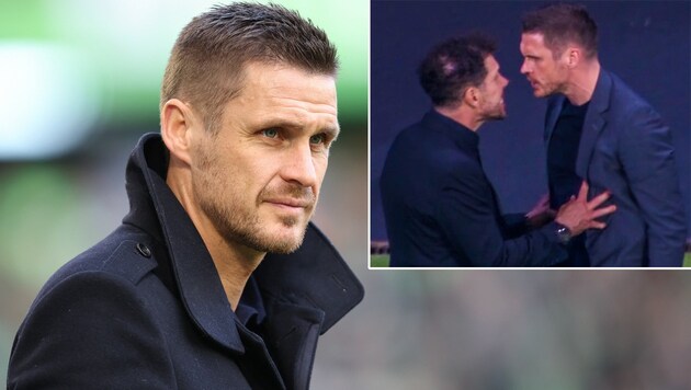 BVB sporting director Sebastian Kehl and Atletico coach Diego Simeone clashed on the touchline. (Bild: APA/AFP/Ronny HARTMANN, twitter.com/ReezyBVB)