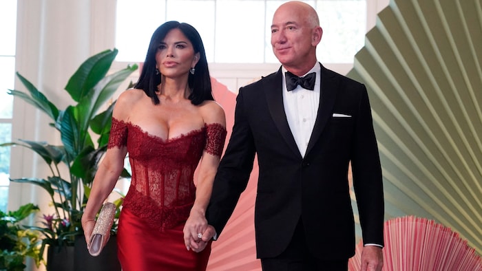 Jeff Bezos und Lauren Sanchez im April bei einem Dinner im Weißen Haus.