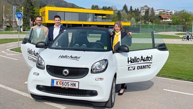 Presenting the safety campaign: Provincial Councillor Sebastian Schuschnig, Stefan Valentinitsch (Head of ÖAMTC Mobility Park) and Johanna Mutzl (President of ÖAMTC Carinthia) (Bild: Katrin Fister)