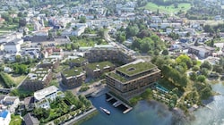 So soll das neue Seeviertel in Gmunden samt Hotel und Wohnblöcken aussehen.  (Bild: project A01 architects)