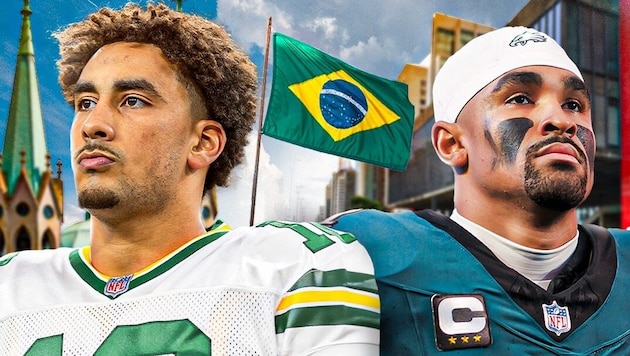 Packers quarterback Jordan Love and Eagles quarterback Jalen Hurts (Bild: https://www.facebook.com/NFL)
