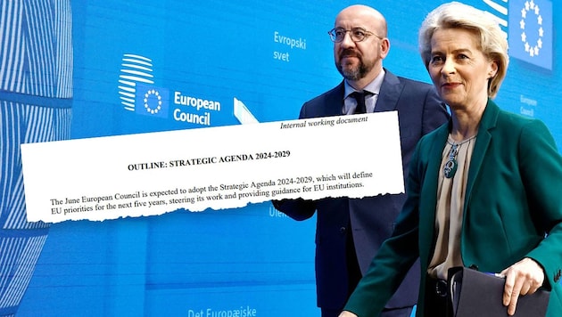 Charles Michel and Ursula von der Leyen: You can't write a document like this without Germany and France. (Bild: APA/Picturedesk, Krone KREATIV)