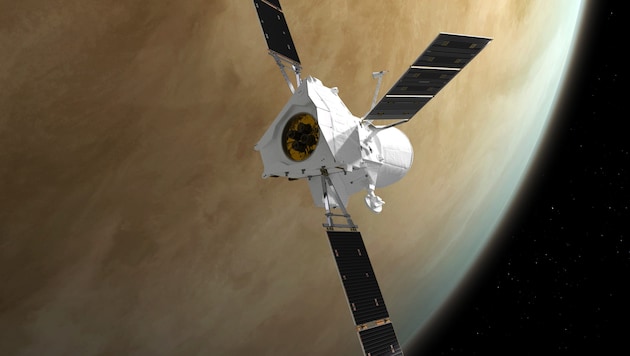 Bei ihrem Vorbeiflug an der Venus im August 2021 (Bild) hat die Raumsonde „BepiColombo“ Kohlen- und Sauerstoff rund um den Planeten gefunden. (Bild: ESA/ATG medialab)
