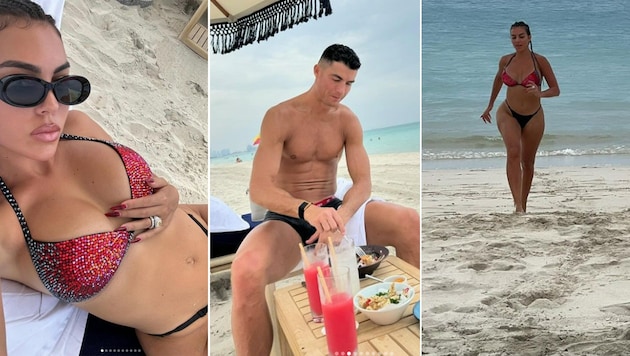 Georgina und Cristiano lassen sich‘s am Strand gutgehen. (Bild: Instagram.com/georginagio)