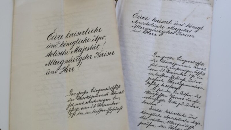 In schöner Handschrift wurde der Antrag zur Stadterhebung gestellt. (Bild: Birbaumer Christof)