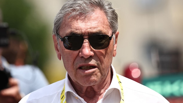 Eddy Merckx verletzte sich am Oberschenkel. (Bild: APA/AFP/Anne-Christine POUJOULAT)