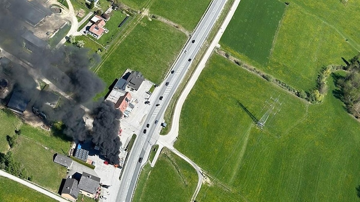 The column of smoke could be seen for miles.