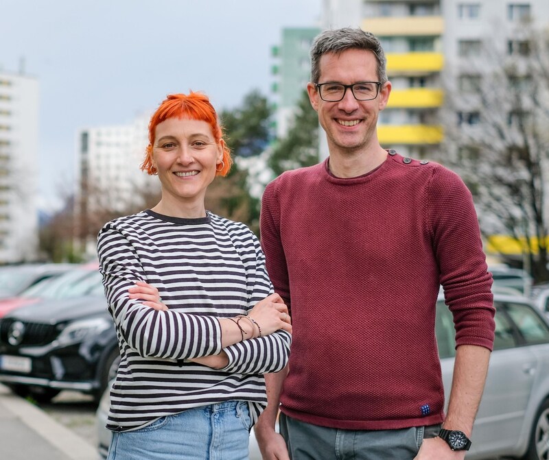 Dankl (right) is happy with KPÖ-Plus candidate Tomedi. (Bild: GEORG KURZ)