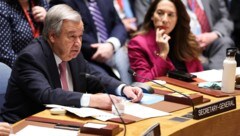 UNO-Chef Guterres bei der Sondersitzung in New York (Bild: APA/AFP/Charly TRIBALLEAU)