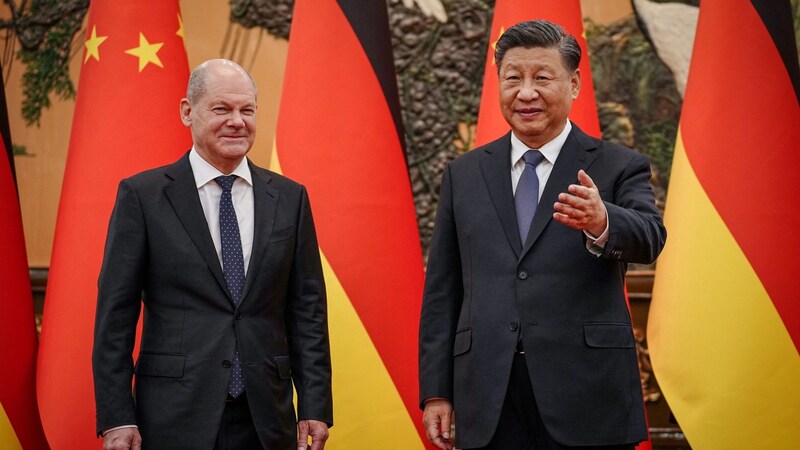 Olaf Scholz with Xi Jinping, President of the People's Republic of China (Bild: (c) dpa Pool)