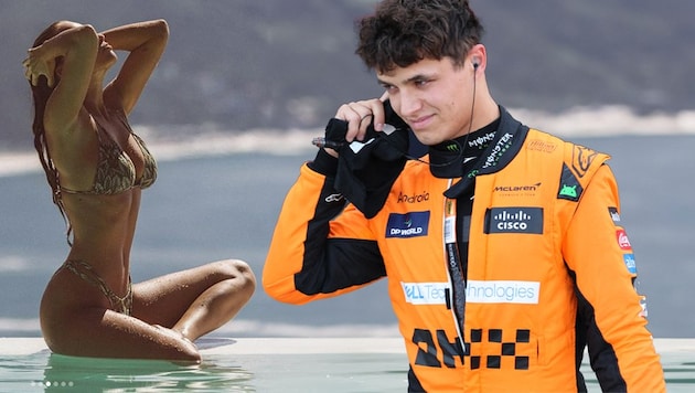 What's going on between Margarida Corceiro and Formula 1 driver Lando Norris? (Bild: APA/AFP/POOL/KIM Kyung-Hoon, Instagram.com/magui_corceiro)