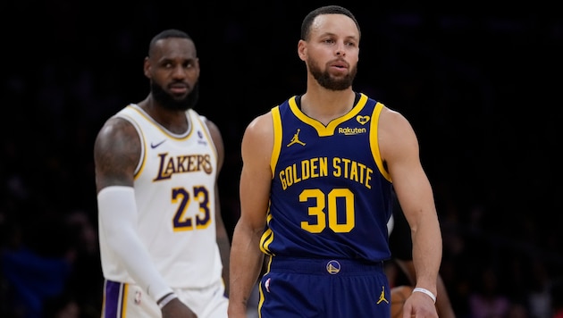 LeBron James (left) and Stephen Curry are likely to play together at the Olympic Games in Paris. (Bild: ASSOCIATED PRESS)