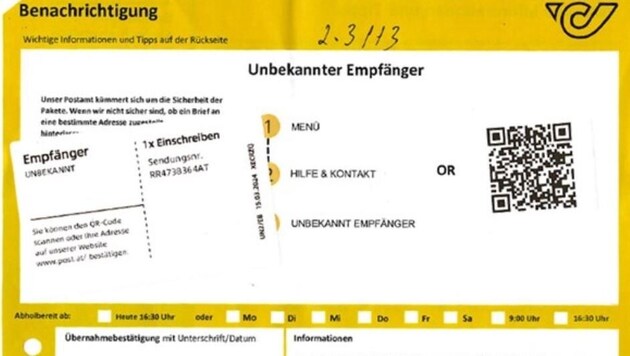 "Do not scan this QR code," warned the police and Swiss Post. (Bild: GARTNER Reinhard (LPD-ST-L1))