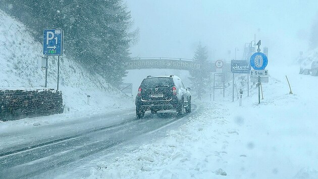 Katschberg'de yoğun kar yağışı. (Bild: Roland Holitzky)