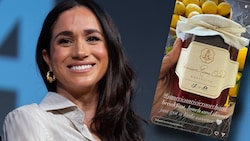 Herzogin Meghan verschickte 50 Gläser Erdbeermarmelade an Influencer, um ihre neue Lifestyle-Marke American Riviera Orchard zu bewerben. Auf Instagram sorgt das für jede Menge Spott. (Bild: APA/AFP/SUZANNE CORDEIRO, instagram.com/mrstracyrobbins)