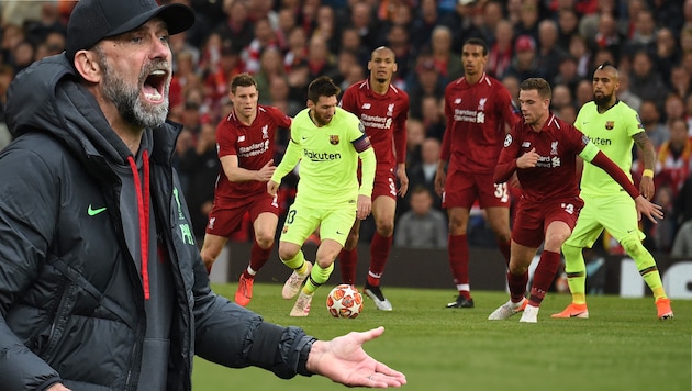 Liverpool-Coach Jürgen Klopp (links) hofft auf ein Wunder wie einst gegen Barcelona. (Bild: APA/AFP/Oli SCARFF)