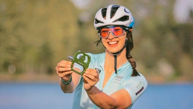 Radsportlerin Lissi Mikl zeigte sich beim „Radkrone“-Test von den Pedalen begeistert. (Bild: Hannes Wallner)