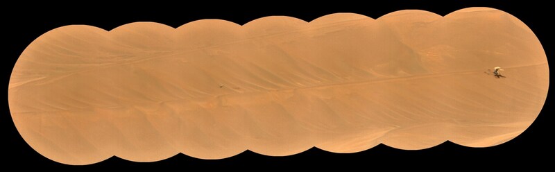 Ingenuity on Mars - the broken rotor blade on the right (Bild: NASA/JPL-Caltech/LANL/CNES/CNRS)