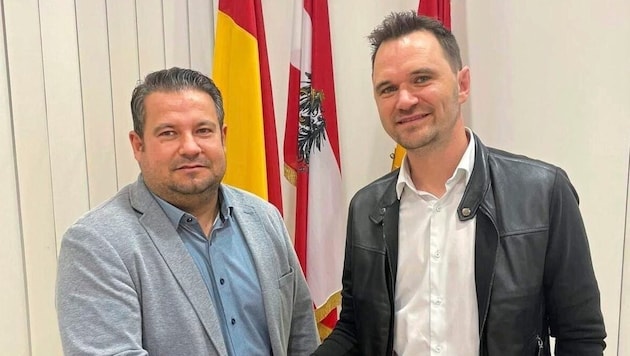 Bürgermeister-Kandidat Patrick Kainz (li.) und Vizebürgermeister Stefan Fuchs, beide ÖVP. (Bild: Christian Schulter)