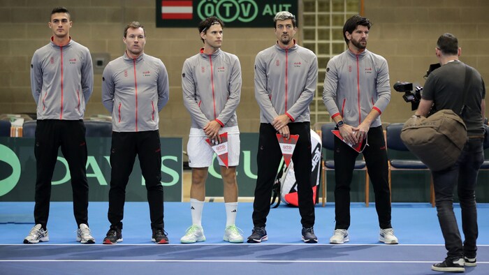 Beim Davis Cup im Februar dabei (v. l. n. r.): Alexander Erler, Lucas Miedler, Dominic Thiem, ...