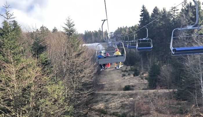 ...while on February 18, skiers were skiing in the green.