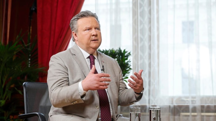 Mayor Michael Ludwig (SPÖ) in the "Mayor's Hour" in the Red Salon at Vienna City Hall.