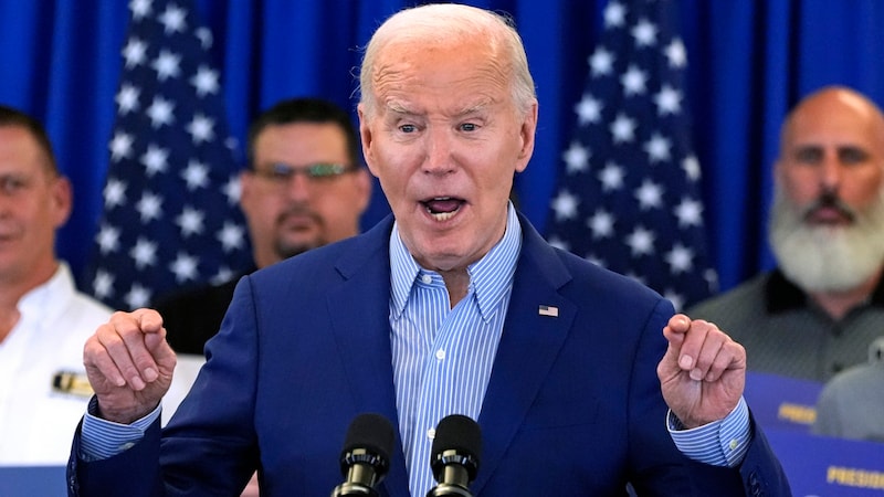 Biden bei dem Auftritt im US-Staat Pennsylvania (Bild: AP)