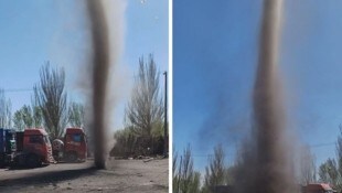 Der Staubteufel schraubte sich rund 30 Meter hoch in den Himmel. (Bild: kameraOne (Screenshot))