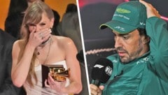 Taylor Swift singt offenbar über ihr Techtelmechtel mit Fernando Alonso. (Bild: HECTOR RETAMAL / AFP / picturedesk.com Chris Pizzello / AP / picturedesk.com Krone KREATIV,)