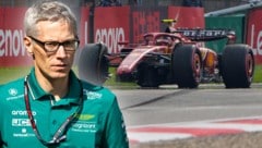 Aston Martin (links im Bild: Teamchef Mike Krack) hat das Ergebnis des China-Qualifyings angefochten – Sainz hätte wegen seines Unfalls nicht mehr mitfahren dürfen. (Bild: Associated Press, GEPA Pictures)