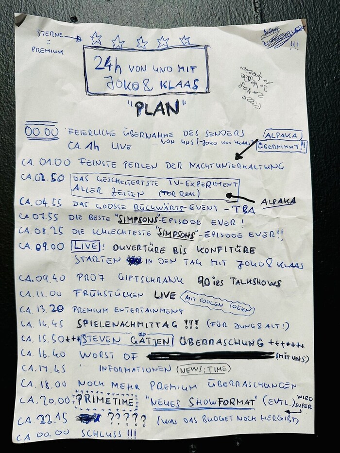 Der geplante Programmtag von Joko Winterscheidt und Klaas Heufer-Umlauf