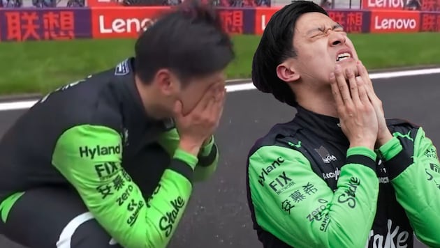 Zhou Guanyu was overcome with emotion at his home race. (Bild: AP)
