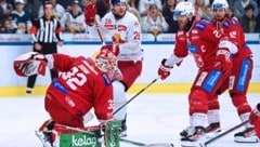 KAC-Goalie Sebastian Dahm und Kapitän Thomas Hundertpfund erhielten die Note eins. (Bild: f. pessentheiner)