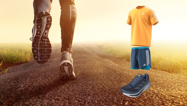 Das Herren Laufoutfit von Adidas mit dem Supernova Rise Laufschuh. (Bild: lassedesignen – adobe stock, Adidas)