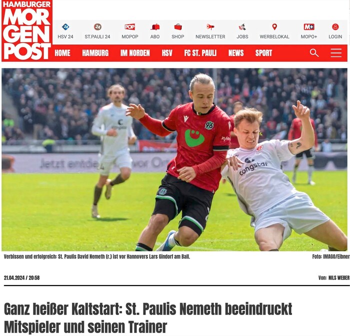 Nemeths Auftritt war der Hamburger Morgenpost eine Story wert.