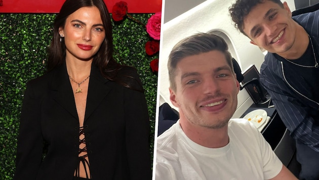 Kelly Piquet got involved in the social media activities of her lover Max Verstappen and Lando Norris (far right). (Bild: AP, Instagram.com/maxverstappen1)