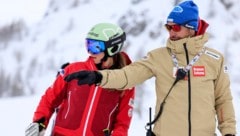 ÖSV-Gruppentrainer Christoph Alster (r.) mit Mirjam Puchner. (Bild: GEPA pictures)