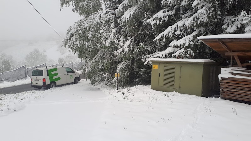 In der Südsteiermark sorgte der Neuschnee für etliche Stromausfälle. (Bild: Energie Steiermark)