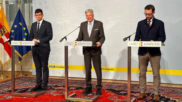 Martin Gruber, Peter Kaiser und Sebastian Schuschnig präsentierten die Ergebnisse der heutigen ...