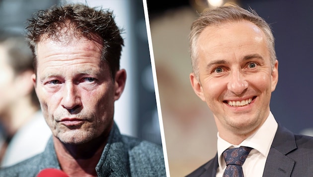 Til Schweiger called Jan Böhmermann an "emetic" and described how he would like to give him "a slap". The TV satirist countered with a "rebuttal". (Bild: Christian Charisius / dpa / picturedesk.com Future Image / Action Press / picturedesk.com, Krone KREATIV)