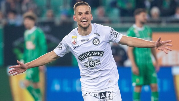Tomi Horvat scored to make it 1:0 for Sturm Graz. (Bild: GEPA pictures)