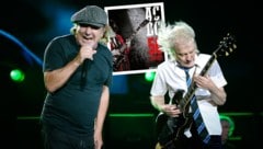 BrianJohnson und Angus Young sind mittlerweile in Ehre ergraut – das Buch „AC/DC – 50 Jahre“ blickt noch einmal profund auf die Historie einer der größten Rockbands zurück. (Bild: Hannibal Verlag, Christie Goodwin, Krone KREATIV)