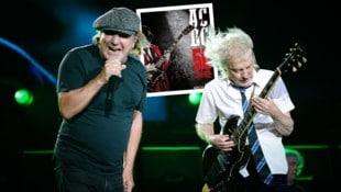 BrianJohnson und Angus Young sind mittlerweile in Ehre ergraut – das Buch „AC/DC – 50 Jahre“ blickt noch einmal profund auf die Historie einer der größten Rockbands zurück. (Bild: Hannibal Verlag, Christie Goodwin, Krone KREATIV)